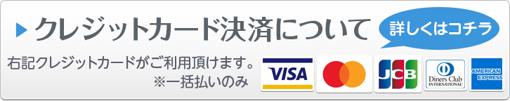 クレジット決済について[右記クレジットカードがご利用頂けます。※一括払いのみ]-詳しくはコチラ-